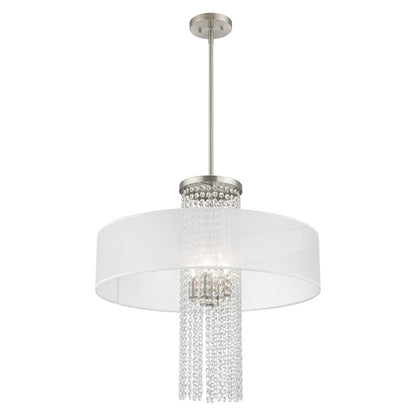 Livex Bella Vista 4 Light Pendant Chandelier, Brushed Nickel