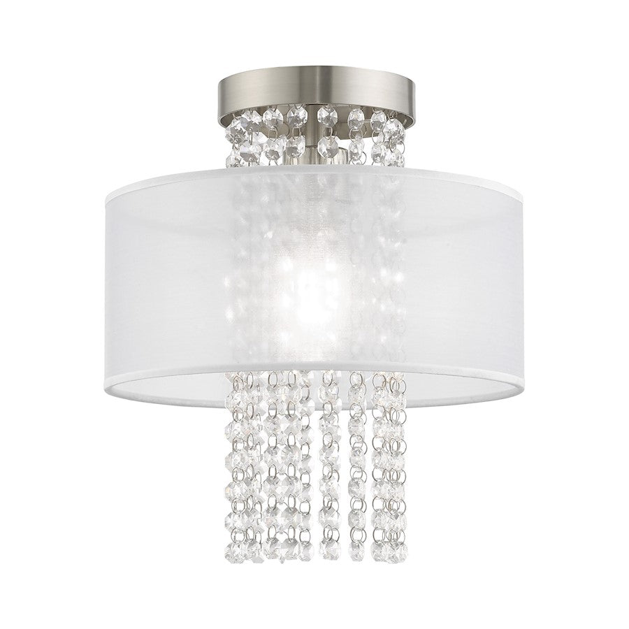 Livex Bella Vista 1 Light11" Ceiling Mount, Brushed Nickel