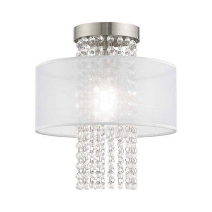 Livex Bella Vista 1 Light11" Ceiling Mount, Brushed Nickel