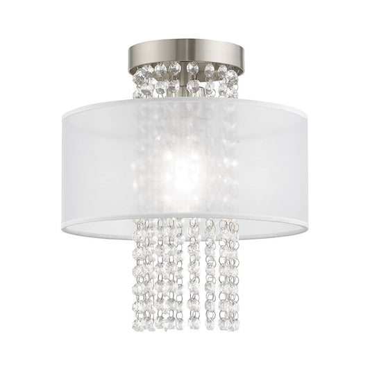 Livex Bella Vista 1 Light11" Ceiling Mount, Brushed Nickel