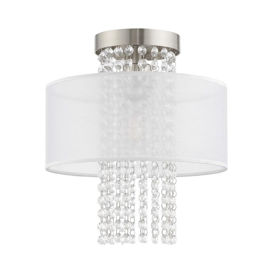 Livex Bella Vista 1 Light11" Ceiling Mount, Brushed Nickel