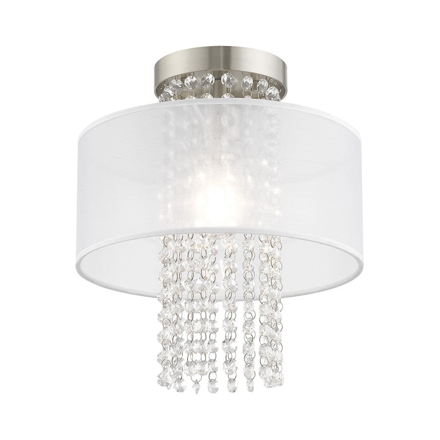 Livex Bella Vista 1 Light11" Ceiling Mount, Brushed Nickel