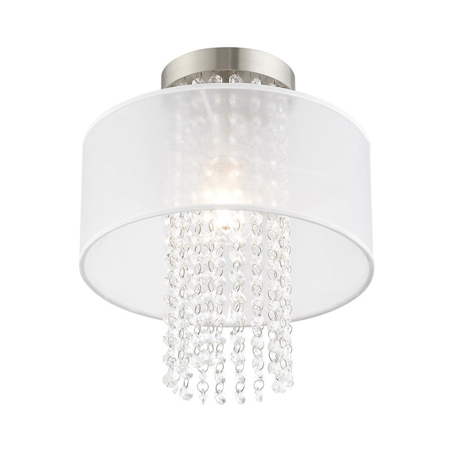 Livex Bella Vista 1 Light11" Ceiling Mount, Brushed Nickel