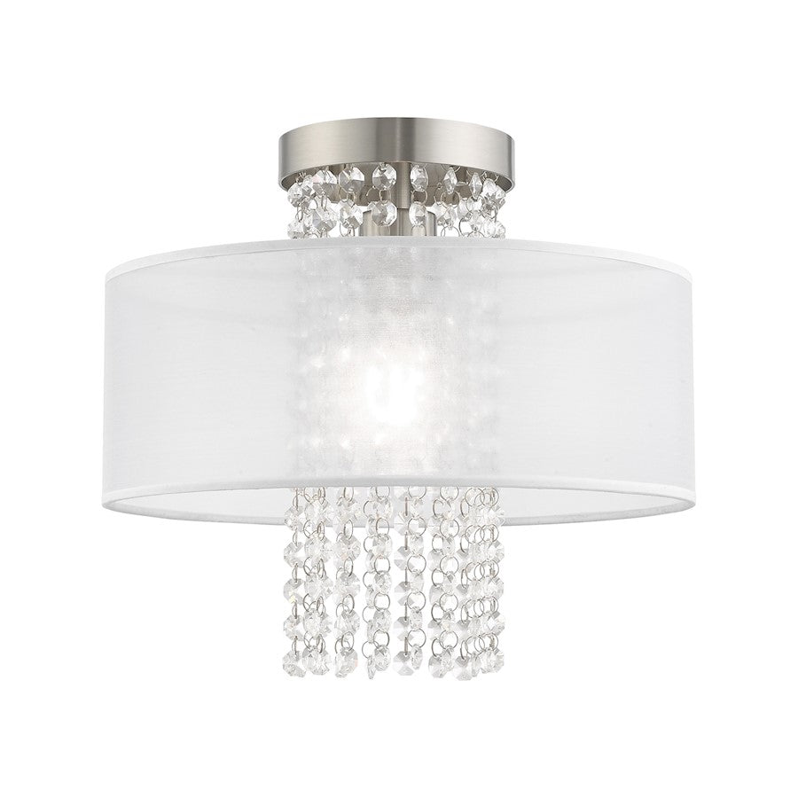 Livex Bella Vista 1 Light 13" Ceiling Mount, Brushed Nickel
