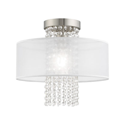 Livex Bella Vista 1 Light 13" Ceiling Mount, Brushed Nickel