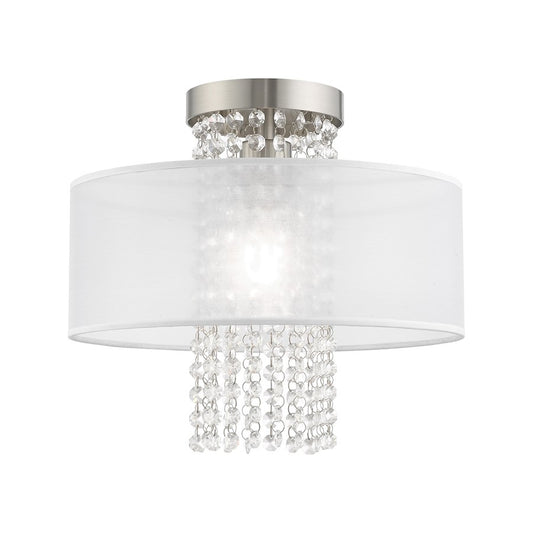 Livex Bella Vista 1 Light 13" Ceiling Mount, Brushed Nickel
