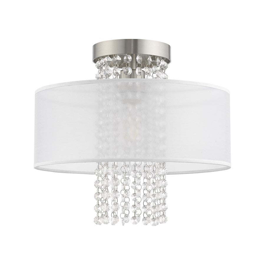 Livex Bella Vista 1 Light 13" Ceiling Mount, Brushed Nickel