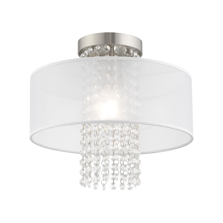 Livex Bella Vista 1 Light 13" Ceiling Mount, Brushed Nickel