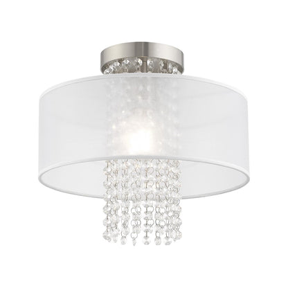Livex Bella Vista 1 Light 13" Ceiling Mount, Brushed Nickel