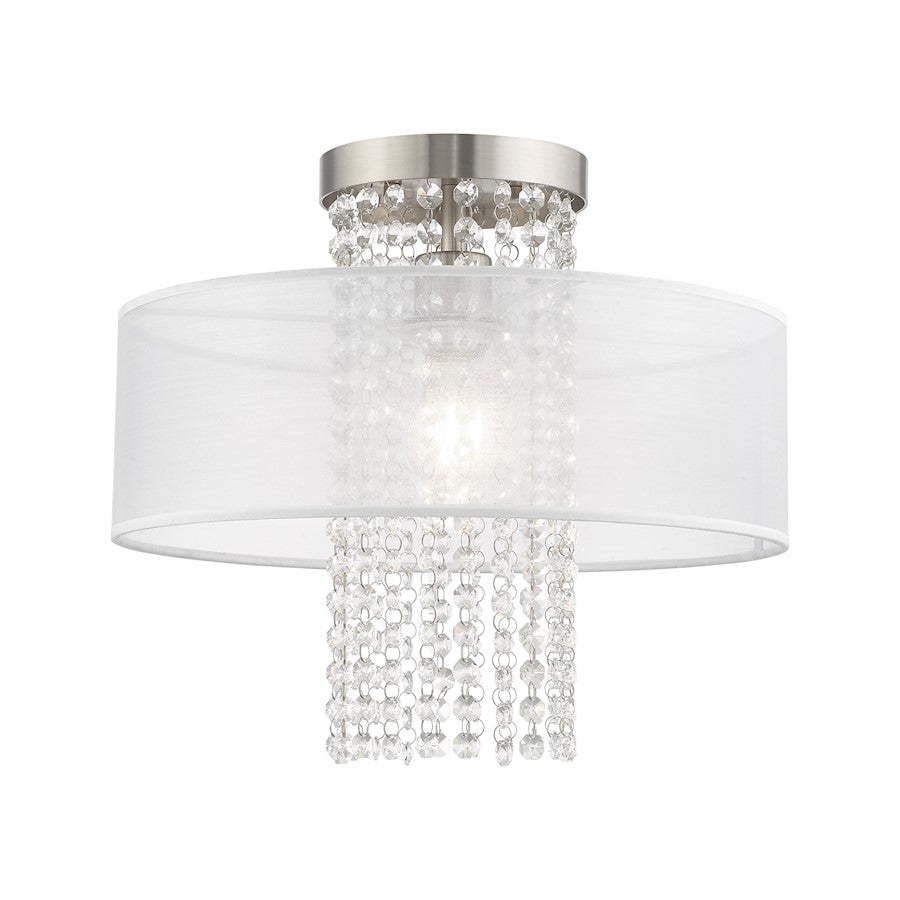 Livex Bella Vista 1 Light 15" Ceiling Mount, Brushed Nickel