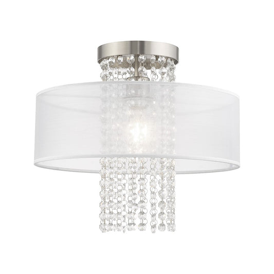 Livex Bella Vista 1 Light 15" Ceiling Mount, Brushed Nickel