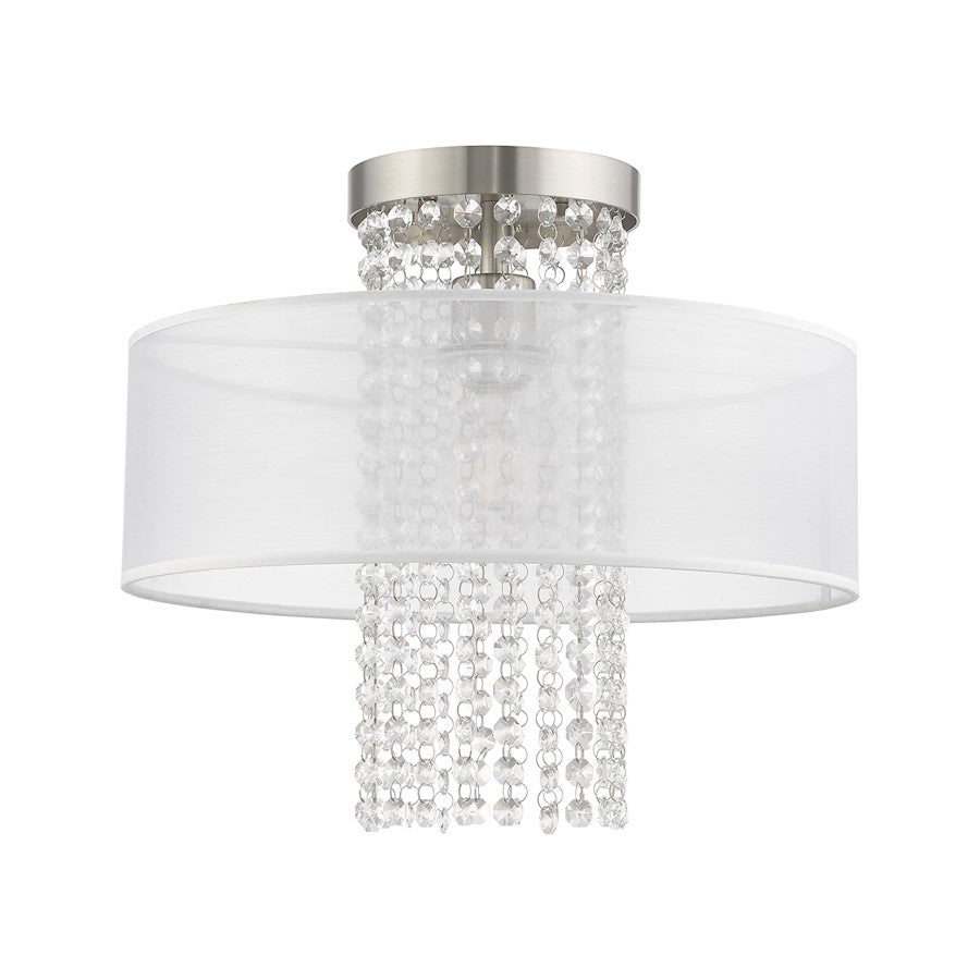 Livex Bella Vista 1 Light 15" Ceiling Mount, Brushed Nickel