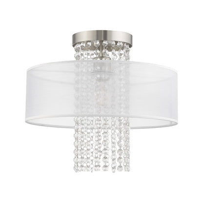 Livex Bella Vista 1 Light 15" Ceiling Mount, Brushed Nickel