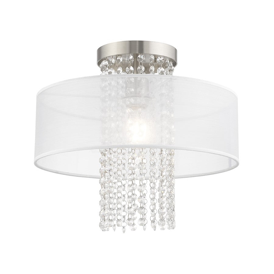 Livex Bella Vista 1 Light 15" Ceiling Mount, Brushed Nickel