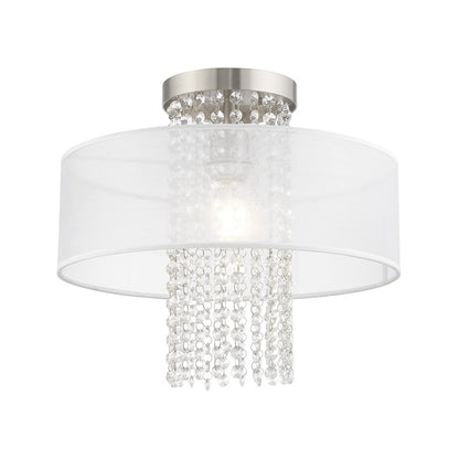 Livex Bella Vista 1 Light 15" Ceiling Mount, Brushed Nickel
