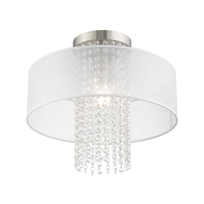Livex Bella Vista 1 Light 15" Ceiling Mount, Brushed Nickel