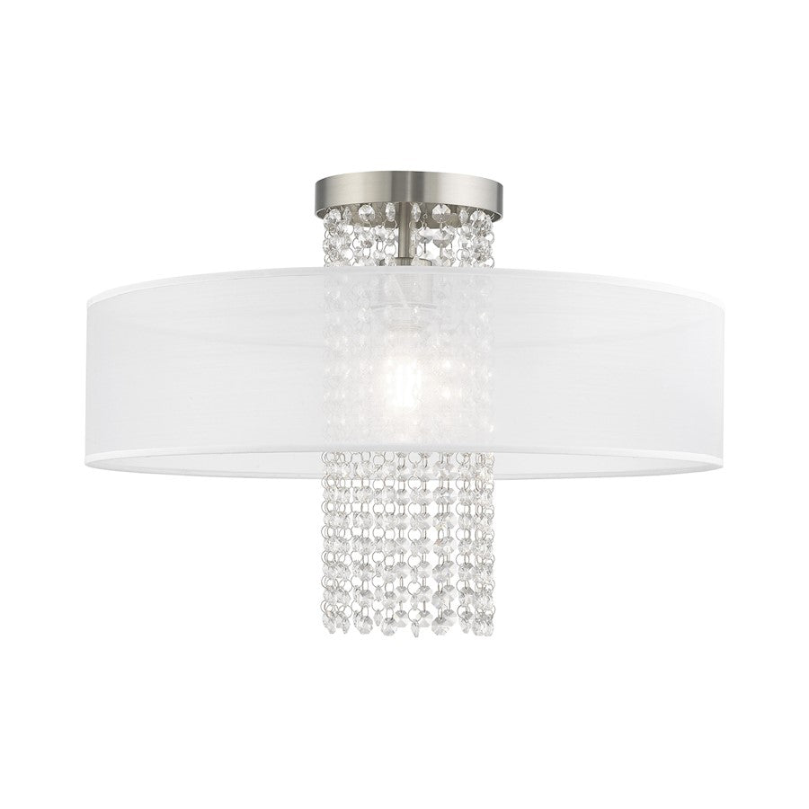 Livex Bella Vista 1 Light 20" Ceiling Mount, Brushed Nickel