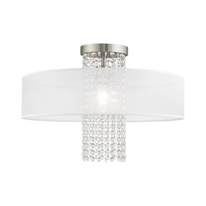 Livex Bella Vista 1 Light 20" Ceiling Mount, Brushed Nickel