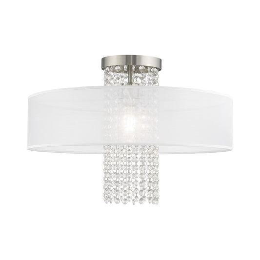 Livex Bella Vista 1 Light 20" Ceiling Mount, Brushed Nickel