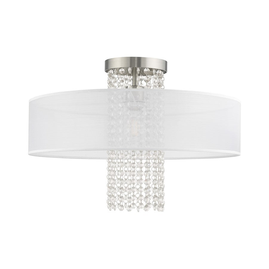 Livex Bella Vista 1 Light 20" Ceiling Mount, Brushed Nickel