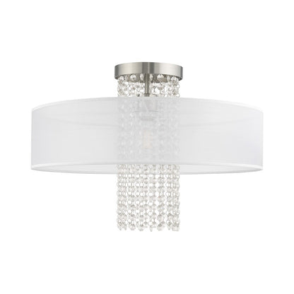Livex Bella Vista 1 Light 20" Ceiling Mount, Brushed Nickel