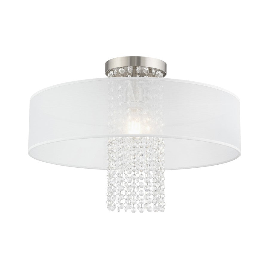 Livex Bella Vista 1 Light 20" Ceiling Mount, Brushed Nickel