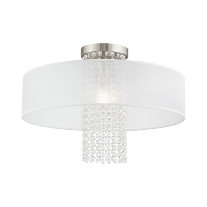 Livex Bella Vista 1 Light 20" Ceiling Mount, Brushed Nickel