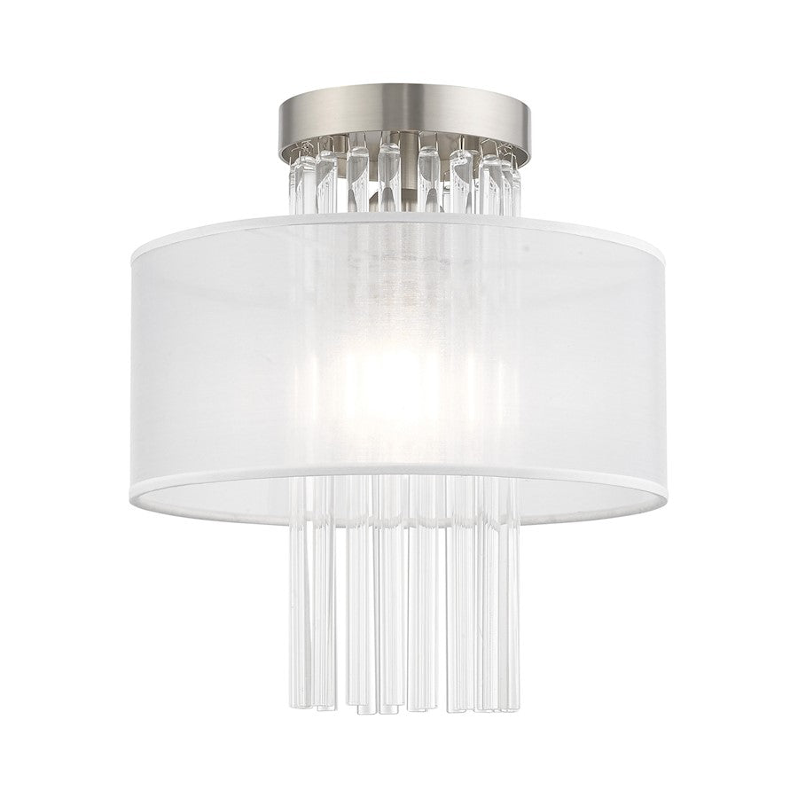 Livex Alexis 1 Light 11" Ceiling Mount, Brushed Nickel