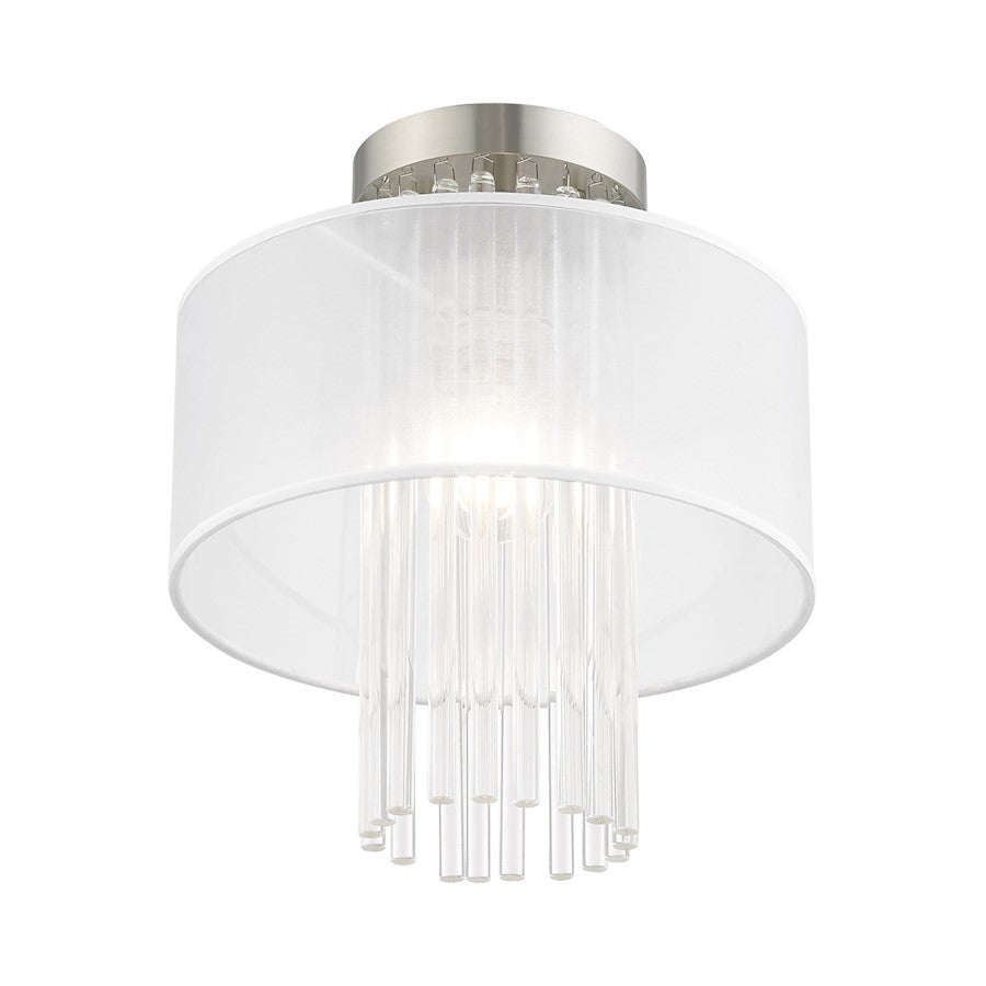Livex Alexis 1 Light 11" Ceiling Mount, Brushed Nickel