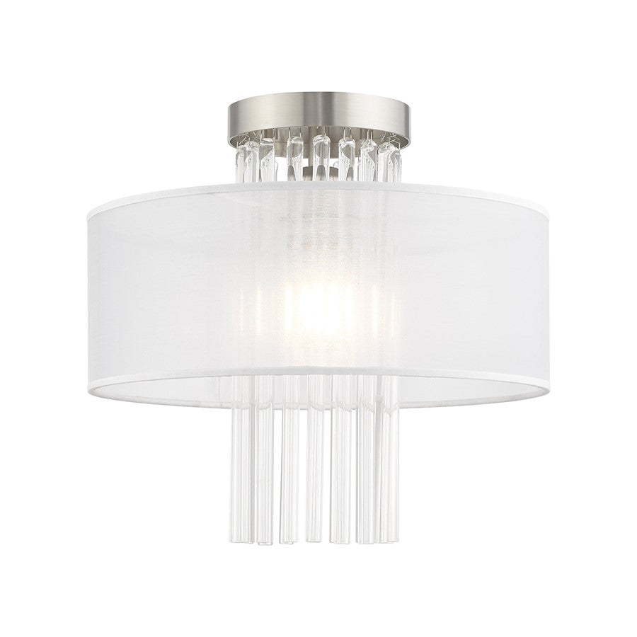 Livex Alexis 1 Light 13" Ceiling Mount, Brushed Nickel