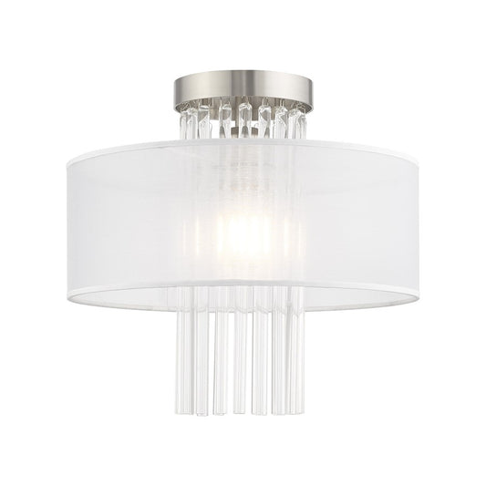Livex Alexis 1 Light 13" Ceiling Mount, Brushed Nickel