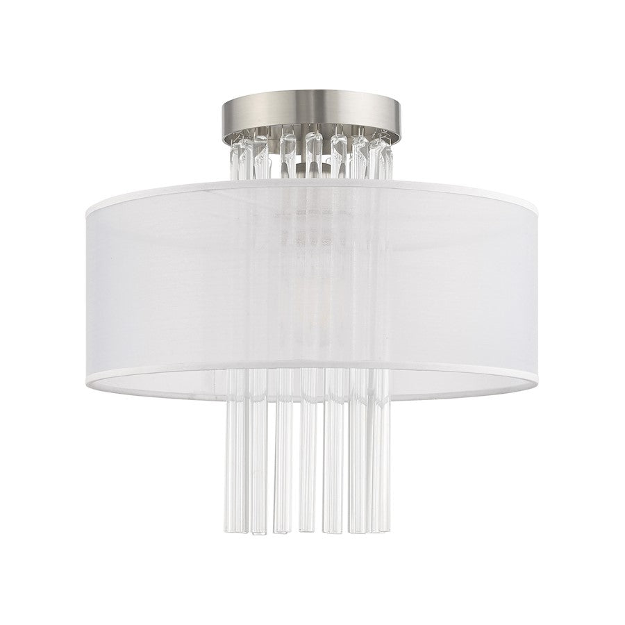 Livex Alexis 1 Light 13" Ceiling Mount, Brushed Nickel
