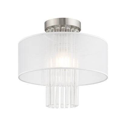 Livex Alexis 1 Light 13" Ceiling Mount, Brushed Nickel