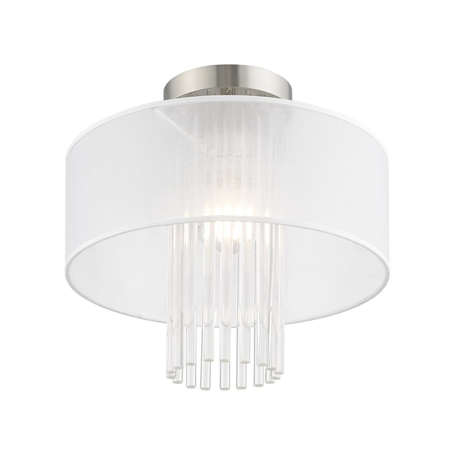 Livex Alexis 1 Light 13" Ceiling Mount, Brushed Nickel