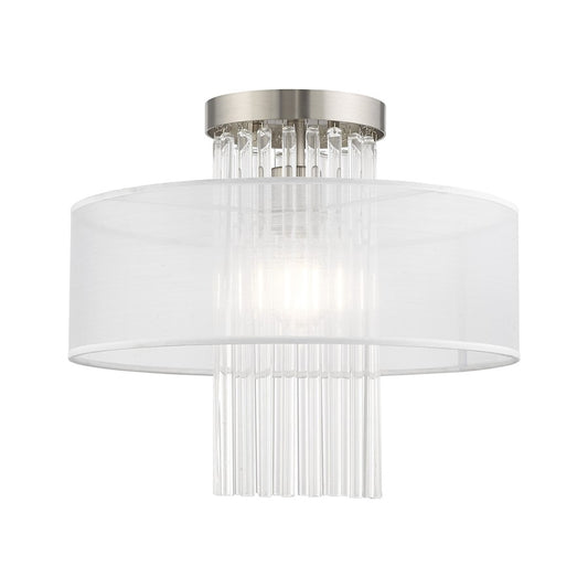 Livex Alexis 1 Light 15" Ceiling Mount, Brushed Nickel