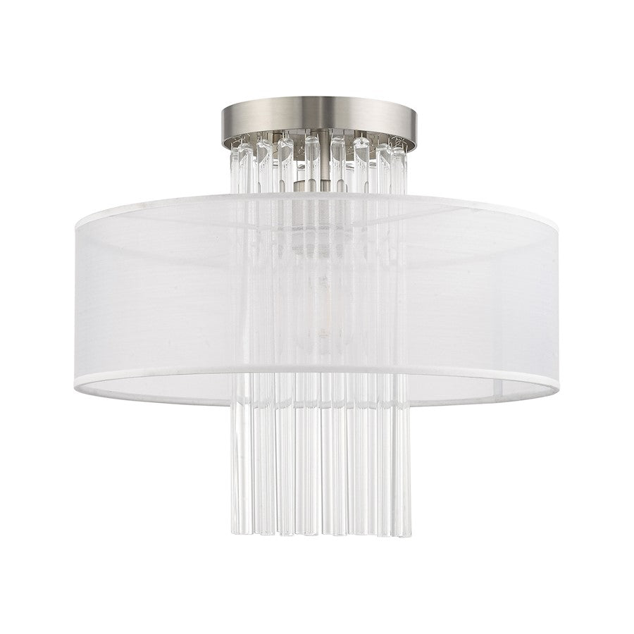 Livex Alexis 1 Light 15" Ceiling Mount, Brushed Nickel