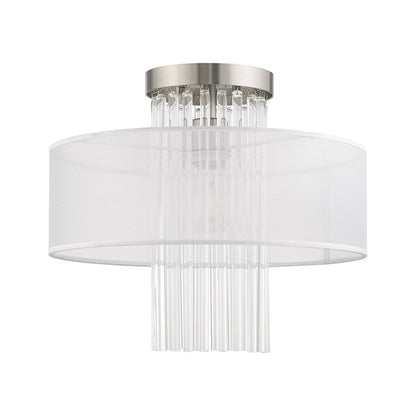 Livex Alexis 1 Light 15" Ceiling Mount, Brushed Nickel