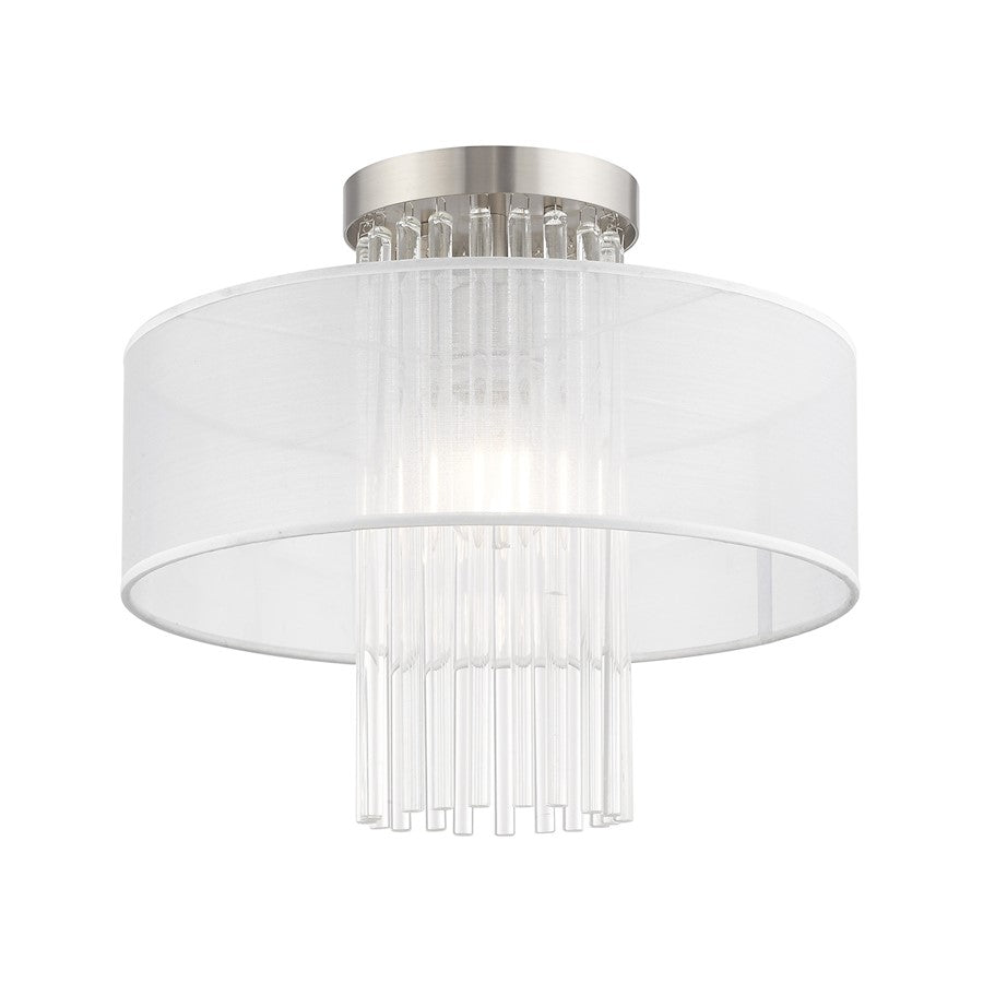 Livex Alexis 1 Light 15" Ceiling Mount, Brushed Nickel