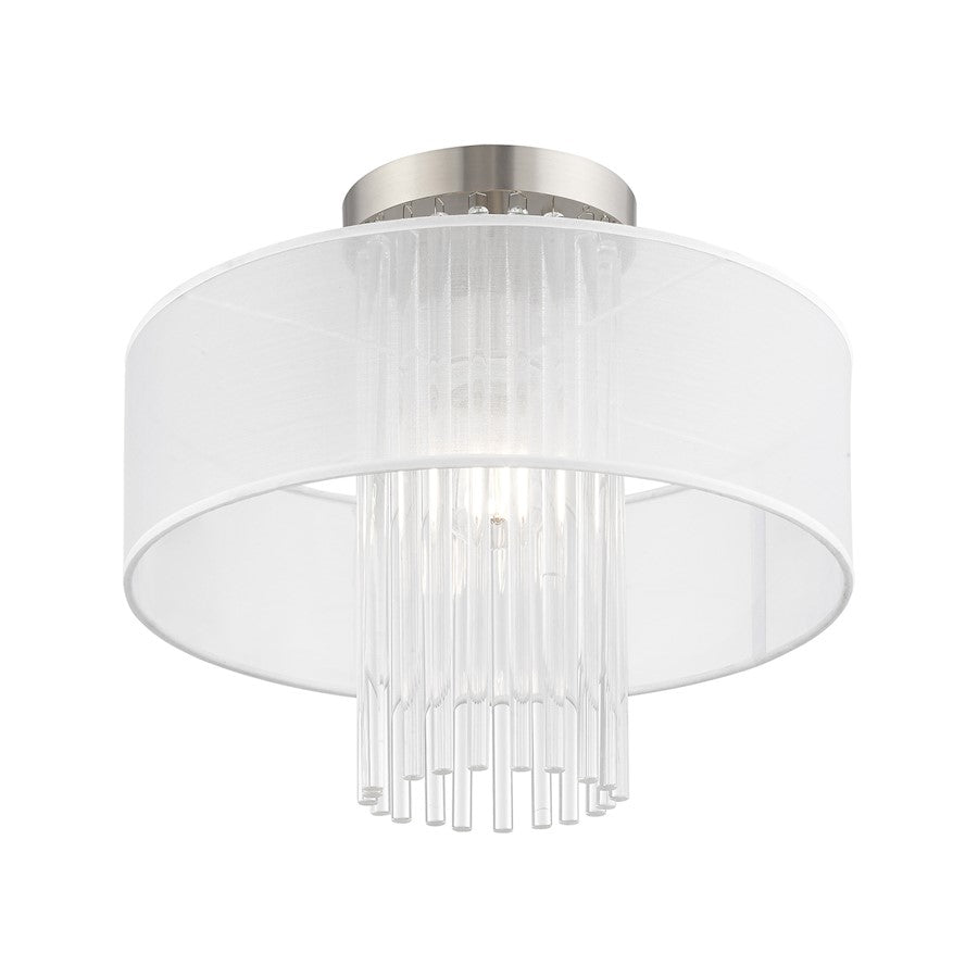 Livex Alexis 1 Light 15" Ceiling Mount, Brushed Nickel