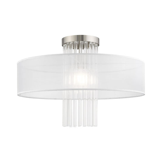Livex Alexis 1 Light 20" Ceiling Mount, Brushed Nickel