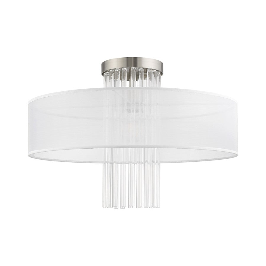 Livex Alexis 1 Light 20" Ceiling Mount, Brushed Nickel
