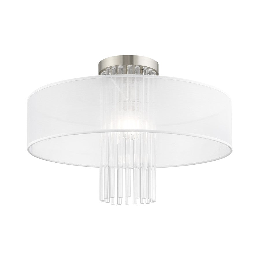 Livex Alexis 1 Light 20" Ceiling Mount, Brushed Nickel