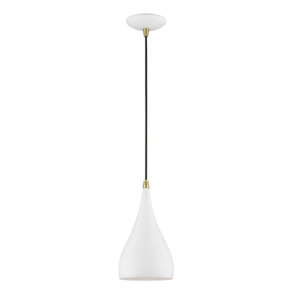 Livex Amador 1 Light Mini Pendant, White/Brass/White