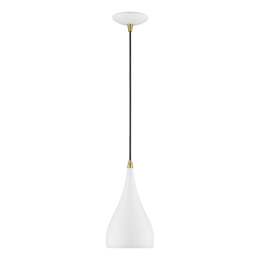 Livex Amador 1 Light Mini Pendant, White/Brass/White
