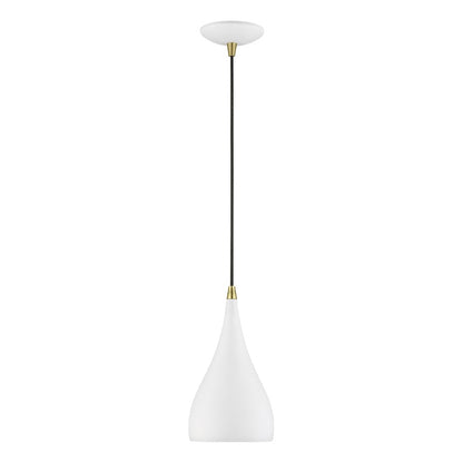 Livex Amador 1 Light Mini Pendant, White/Brass/White