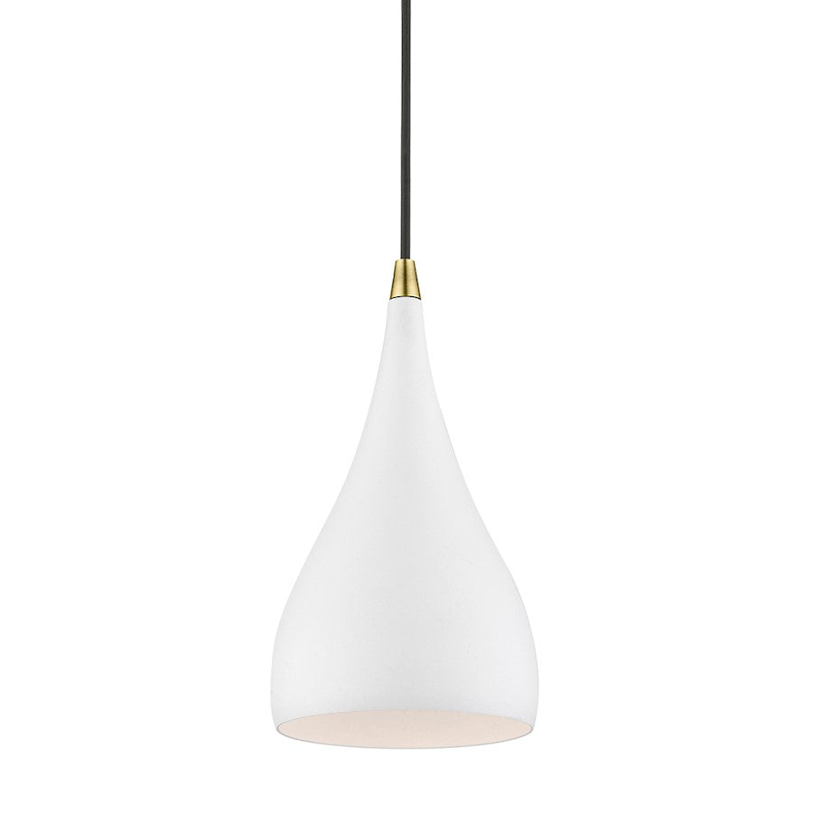 Livex Amador 1 Light Mini Pendant, White/Brass/White