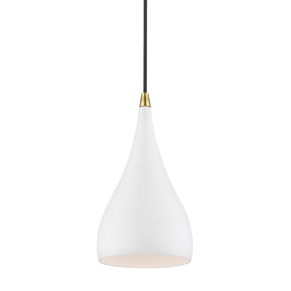 Livex Amador 1 Light Mini Pendant, White/Brass/White