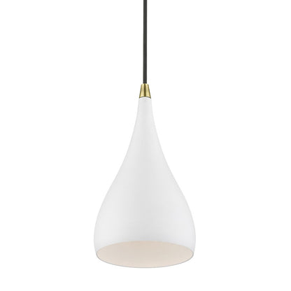 Livex Amador 1 Light Mini Pendant, White/Brass/White