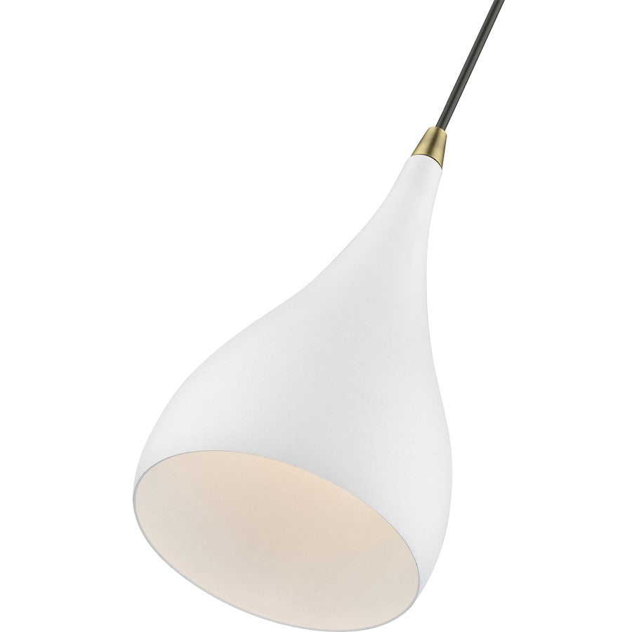 Livex Amador 1 Light Mini Pendant, White/Brass/White