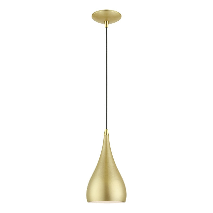 Livex Amador 1 Light Mini Pendant, Soft Gold/Brass/Soft Gold/White